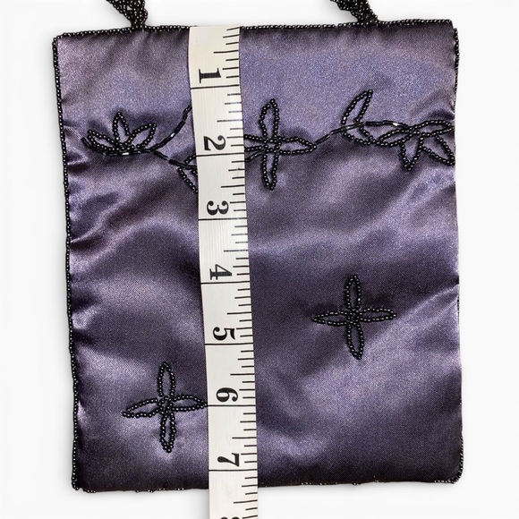 Shiseido Y2K Beaded Satin Grey-Purple Mini Handbag - Picture 5 of 6